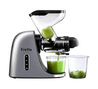Fretta Extracteur de Jus à Pression à Froid, Goulotte d'alimentation Large de 76 MM, Presse-agrumes à Froid sans BPA, Extracteur de Jus de Fruits et Légumes, Recettes de Jus Incluses (Argent)