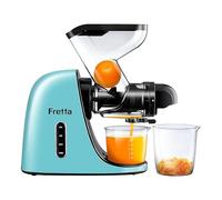Fretta Extracteur de Jus à Pression à Froid, Goulotte d'alimentation Large de 76 MM, Presse-agrumes à Froid sans BPA, Extracteur de Jus de Fruits et Légumes, Recettes de Jus Incluses (Bleu Clair)