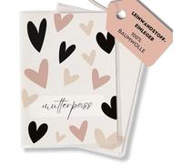FreudenPost® Étui pour carnet de maternité en toile de qualité supérieure - Cadeau de grossesse et de naissance - Compartiment pour photos à ultrasons - Élégant et durable (cœur noir vieux rose)