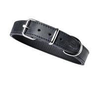 FREUDENTIER Collier en cuir pour chien de petite à moyenne taille - Collection Alsterufer - Collier en cuir gras - Fabriqué à la main en UE (minuit, 47,5-59 cm)