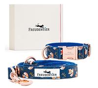 FREUDENTIER® Collier et Laisse pour Chien dans Un Superbe Ensemble | avec boîte Cadeau | Collection Let's Get Foxy | Résistant à l'hiver & Facile d'entretien (37-58cm)