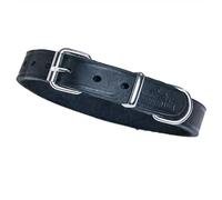 FREUDENTIER Collier pour chien - Collection Alsterufer - Collier en cuir pour chiens de petite, moyenne et grande taille - En cuir gras certifié - Fabriqué à la main dans l'UE (Midnight, 33-44,5 cm)