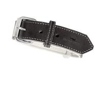 FREUDENTIER® Collier pour chien, en cuir, fabriqué aux Pays-Bas, doublé et super confortable, large collier en cuir pleine fleur, de qualité supérieure, modèle « Amstelpark » (Midnight, tour de cou