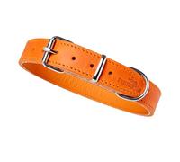FREUDENTIER Collier pour chien - En cuir gras - Fabriqué à la main dans l'UE - Collection Alsterufer - Fabriqué à la main dans l'UE - Orange coucher de soleil - 29-40,5 cm