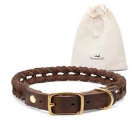 FREUDENTIER Collier pour chien tressé en cuir - Fabriqué à la main aux Pays-Bas - Collection AlsterTwist - 100 % cuir gras (tour de cou de 50 cm à 56 cm, chocolat)