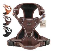 FREUDENTIER Harnais pour chien avec poignée - Rembourrage respirant - Siège résistant aux bombes et sécurité maximale - Harnais anti-traction pour chiens de petite, moyenne et grande taille - Marron -