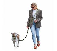 FREUDENTIER Laisse pour chien - 3 m à porter autour du cou - Réglable en continu - Laisse pour chiens de petite, moyenne et grande taille - Vert olive - 3 m