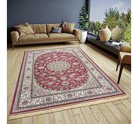 Freundin Home Collection Almas Tapis Oriental à Poils Courts - Doux et Classique - pour Chambre à Coucher, Salle à Manger, Salon, Couloir, Cuisine - Rouge - 135 x 195 cm