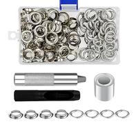 Frevoitna Kit de Grommets Eyelets Outils, Oeillet Couture 12mm, Trousse à Oeillets 100 pcs, Grommet Kitavec 3 pièces Outil, Ensembles Oeillets pour Toile Bâche, Chaussures, Vêtements, Chapeau