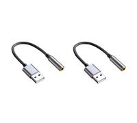 Frewurwer 2X Adaptateur Audio USB vers Jack 3,5 mm Adaptateur USB vers Jack Audio Casque USB A vers 3,5 mm Carte Son Stéréo Externe B