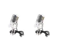 Frewurwer 2X Lampe de Bureau Robot Microphone Vintage de Style Rétro, Lampe de Table à Variateur Tactile Robot Microphone Vintage Blanc