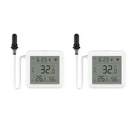 Frewurwer 2X Tuya Smart Home Capteur de Température et D'Humidité WiFi avec Sonde Externe 1M Application de Visualisation à Distance Compteur D'Humidité de la Température