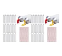 Frewurwer 48 Tubes de Peinture à L' Vides Blancs de 60 Ml, Tubes de Peinture Vides en Aluminium, Tubes de Peinture pour Dentifrice Vierges avec 2 Feuille Autocollante