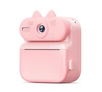 Frewurwer Appareil Photo Portable Pink Cat pour Enfants 1080P avec Impression Instantanée - Cadeau d'anniversaire pour Filles et Garçons - Jouet d'impression Instantanée