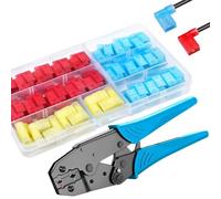 Frewurwer Connecteur à Drapeau à Déconnexion + Outil de Sertissage Électrique 81 Pièces Connecteurs à Fourche à Angle Droit avec Sertisseuse à Terminal à Drapeau