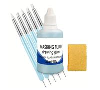 Frewurwer Pour Fournitures de Peinture - Fluide de Masquage 30 Ml Bleu, de Masquage Liquide avec Pinceaux en Silicone et Brosse de Nettoyage pour Aquarelle pour Peinture.