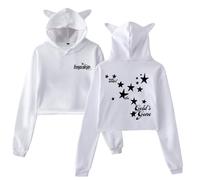 Freya Skye Gold's Gone Merch Sweat à capuche avec oreilles de chat et manches longues pour femme, blanc, M