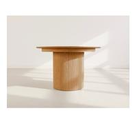 Freya - table à manger ronde extensible avec rangements - effet bois - 4 à 8 personnes - Bois Bois