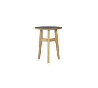 Freya Table d’Appoint Chêne Massif Laqué/Linoléum Noir 4023 Forbo Ø 40 x H 50