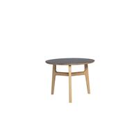 Freya Table d’Appoint Chêne Massif Laqué/Linoléum Noir 4023 Forbo Ø 60 x H 45