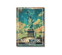 Freyheit Poster de qualité supérieure - Élégant poster de voyage coloré - Format A4 (21 x 30 cm) - Sans cadre photo - New York