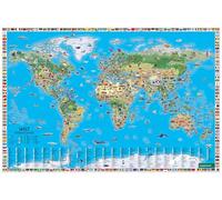 Weltkarte für Kinder, Schreibtischunterlage, freytag & berndt: Kindgerecht illustriert, abwischbar, rutschfest, 40,5 x 60,5 cm