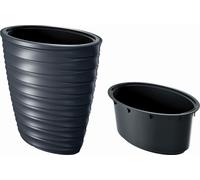 Freze Pot de fleurs avec pot intérieur pour l'intérieur et l'extérieur Résistant aux UV Résistant au gel Plastique ovale (Anthracite)
