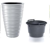 Freze Pot de fleurs avec pot intérieur pour l'intérieur et l'extérieur Résistant aux UV Résistant au gel Rond en plastique (Ø 383mm, Blanc)