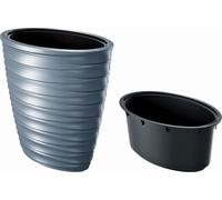 Freze Pot de fleurs avec pot intérieur pour l'intérieur et l'extérieur Résistant aux UV Résistant au gel Plastique ovale Gris clair