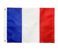 FRF FLAG Drapeau français de 30,5 x 45,7 cm, drapeau français de bateau en nylon 210D, drapeau national français pour bateau, 2 œillets en laiton et 4 rangées de points inférieurs