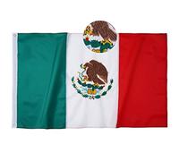 FRF FLAG Drapeau mexicain de 1,2 x 1,8 m, nylon 210D, broderie Bandera du Mexique, avec 2 œillets en laiton et 4 rangées de coutures inférieures