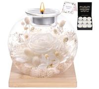 FRFG Rose Eternelle, Cadeaux d'anniversaire pour Femmes, Vraies Roses Eternelles avec Couvercle en Verre, Cadeaux pour Femmes, Sœurs, Petites Amies pour Anniversaire, Thanksgiving, Noël (Blanc)
