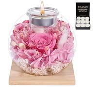 FRFG Rose Eternelle, Cadeaux d'anniversaire pour Femmes, Vraies Roses Eternelles avec Couvercle en Verre, Cadeaux pour Femmes, Sœurs, Petites Amies pour Anniversaire, Thanksgiving, Noël (Rose)