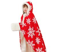 Frfik Couverture thermique de Noël avec capuche flocons de neige pour homme, femme, salon, canapé, chambre, bureau, voiture et regarder la télévision