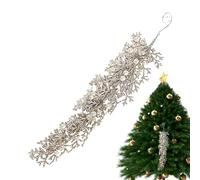 Frfik Décorations Pailletées Sapin De Noël - Pendentif Artificiel Brillant avec Perle | Ornements de Feuille et Tige Pailletés - pour Vacances Fête Portes d'Entrée Cheminées Maison