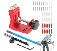 Frfik Gabarit Vis À Poche,Outil d'Angle d'Assemblage Incliné à 15 Degrés,Kit d'Outils pour Trous de Poche avec Perceuse, Clé, Vis et Chevillettes - pour Charpente Bois, Travaux de Menuiserie et