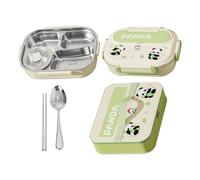 Frfik Kit Repas,Boîte À Lunch Capybara Panda Pour Femmes | Récipients de Rangement Alimentaire en Acier Inoxydable avec Ustensiles pour Snack Bureau Femmes Hommes École Travail Voyage