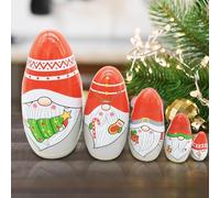 Frfik Lot de 5 poupées gigognes naines sans visage | Nains russes | Ensemble de tomte scandinave imbriqué | Statues de nain décoratives faites à la main