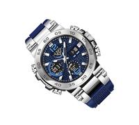 Frfik Montre-Bracelet numérique analogique - Taille 24,1 cm - Affichage Double - Aiguilles Lumineuses - Étanche - pour Les Jours, Loisirs, Affaires, Voyages - pour Homme et Femme, Bleu argenté