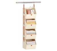 Frfik Organiseur de vêtements à suspendre à 4 niveaux - Tissu Oxford de 120 cm de haut, système de rangement pour placard, aide à garde-robe peu encombrante | Pour chambre à coucher, dortoir, chambre