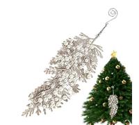 Frfik Ornements de Branches de Sapin de Noël | Pendentif De Feuille De Cyprès Artificielle Brillante - Tiges Étincelantes De Noël - pour Vacances Fête Portes d'Entrée Cheminées Maison