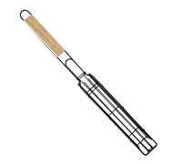 Frfik Panier pour barbecue, clip en maille avec manche en bois résistant à la chaleur, panier barbecue pour hot-dogs et support de saucisses - maison, camping, pique-nique, feu de camp, steak, viande