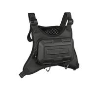 Frfik Sac de Poitrine - Gilet Homme | Sac à dos rigide de poitrine pour | course et randonnée, support téléphone ergonomique refroidissement rapide, matériau PU imperméable, capacité 2.5L, noir, 1-Pa
