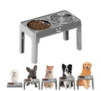 Frfik Station d'alimentation pour chien, gamelles en acier inoxydable avec support, station d'alimentation surélevée avec 5 hauteurs réglables pour chiens de petite, moyenne et grande race, chats