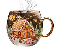 Frfik Tasse de Noël de 300 ml - Tasse en verre transparent de Noël, tasse à café de Noël | Verre peint festivement avec poignée - Tasse à café pour latte, cacao, lait et thé