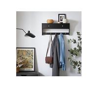 Porte-Manteaux Mural FRG178-SCH SoBuy avec 2 Tiroirs et 5 Crochets - 60x15x27 cm - Noir