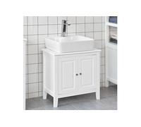 SoBuy® FRG202-W Meuble sous-Lavabo Dessous de lavabo ou Evier Meuble de Salle de Bain Vasque à 2 étages et 2 Portes -Blanc Blanc