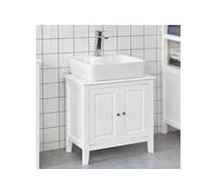 SoBuy® FRG202-W Meuble sous-Lavabo Dessous de lavabo ou Evier Meuble de Salle de Bain Vasque à 2 étages et 2 Portes -Blanc Blanc