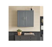 SoBuy Armoire murale salle de bain FRG231-DG 2 portes 2 niveaux étagère réglable Gris foncé