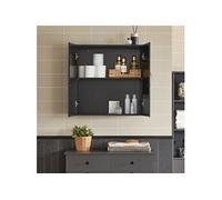 SoBuy Meuble haut FRG231-SCH – Armoire murale de toilettes suspendue 60x30x60 cm noir, étagère réglable